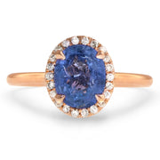 Purple Sapphire Rose Gold Halo Engagement Ring - NYC