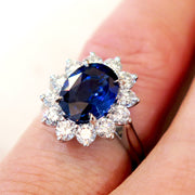 Kate Middleton style sapphire engagement ring on hand