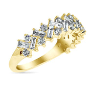 DANA WALDEN baguette and round diamond engagement anniversary wedding band, set in yellow gold.