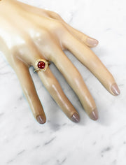 Lucette Pink Tourmaline & Diamond Halo Engagement Ring