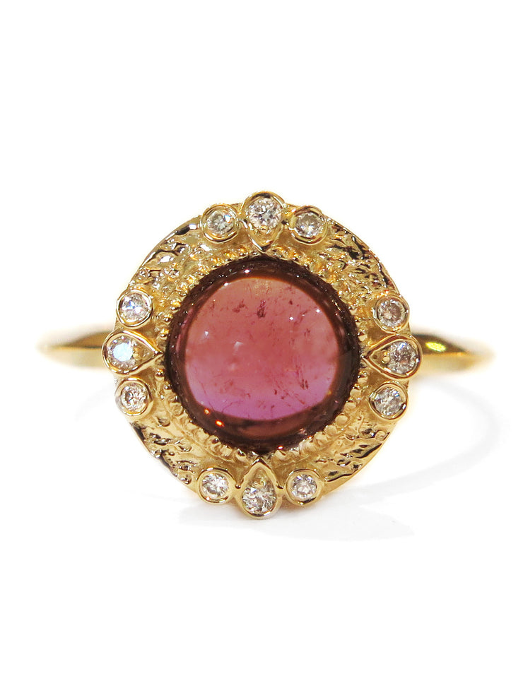 Lucette Pink Tourmaline & Diamond Halo Engagement Ring