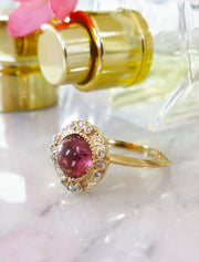 Lucette Pink Tourmaline & Diamond Halo Engagement Ring