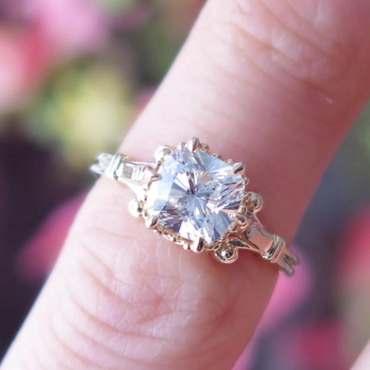 Unique and vintage inspired ethically handmade engagement ring, made in NYC.