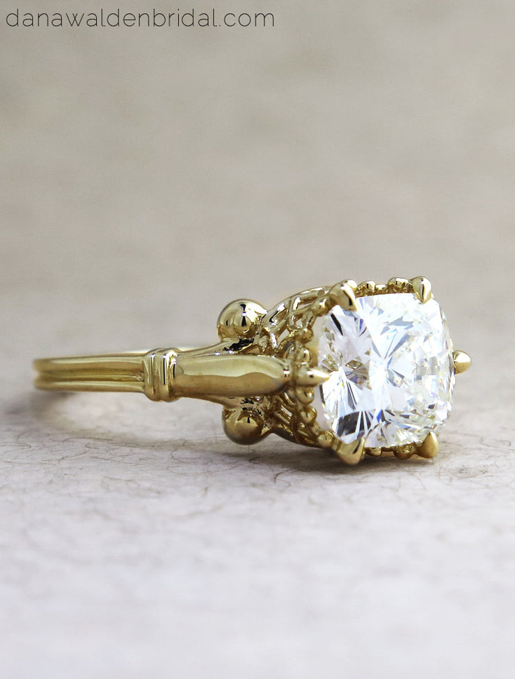 Dana Walden Bridal Engagement Ring - Wren and Lulu Edwardian style ring in yellow gold.