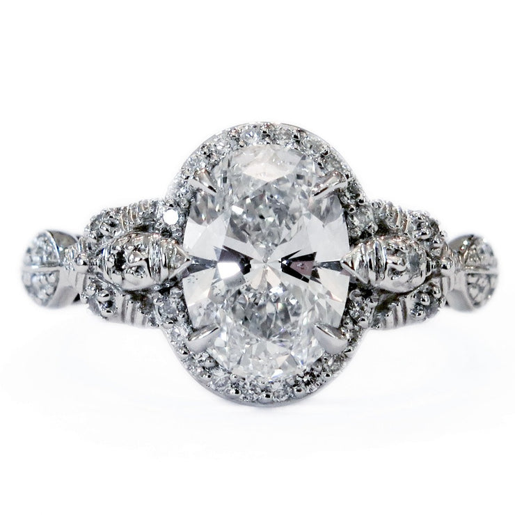 Unique nature inspired diamond halo on platinum with conflict free diamonds - Maiya