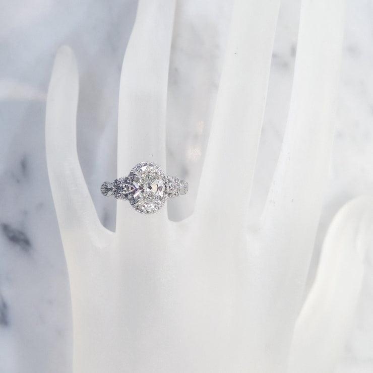 Nature-inspired oval lab diamond engagement ring by Dana Walden NYC.