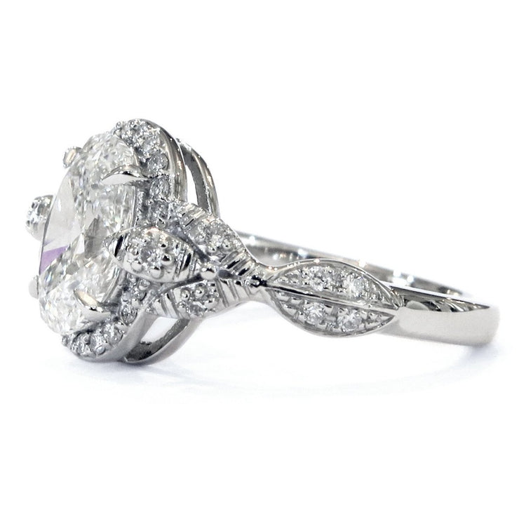 Nature-inspired oval lab diamond engagement ring by Dana Walden NYC.