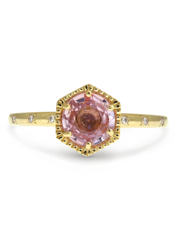 Matilda 0.78ct Peach Sapphire Hexagon Engagement Ring
