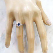 ON HAND: blue sapphire oval engagement ring - handmade unique engagement ring