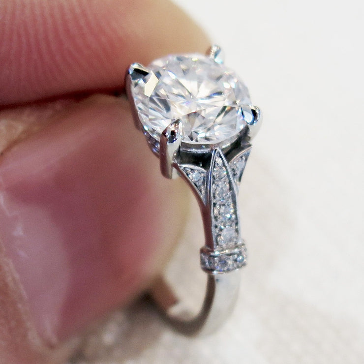 Minna white gold or platinum engagement ring with 2 carat ethical diamond. Dana Walden Bridal NYC.