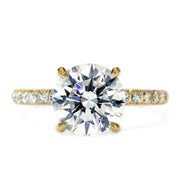 Classic Diamond Solitaire in Yellow Gold with Thin Micro-pavé Band, NYC