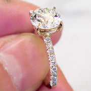 Classic Diamond Solitaire in Yellow Gold with Thin Micro-pavé Band, NYC