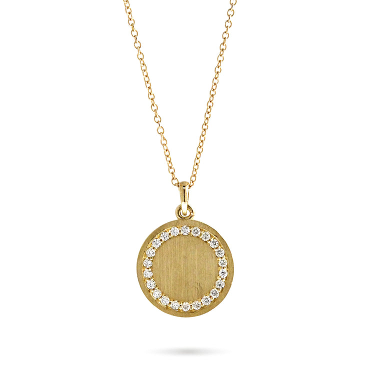 Olea monogram pendant necklace with diamonds custom yellow gold adjustable chain 