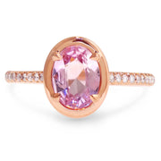 Pink sapphire and diamond engagement ring set in rose gold- DANA WALDEN BRIDAL.