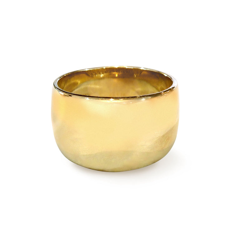 Haylee wide gold cigar band ring in 14k yellow gold