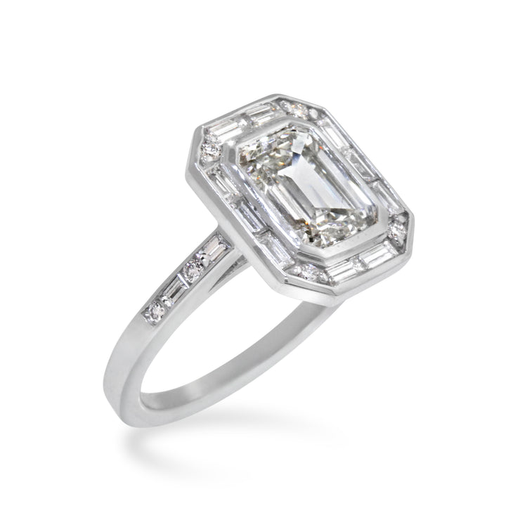 Alternate view: Elena II Art Deco Emerald-Cut Lab Diamond Engagement Ring- DANA WALDEN BRIDAL