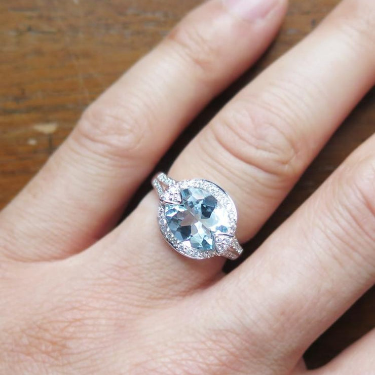 Unique aquamarine engagement ring by Dana Walden 