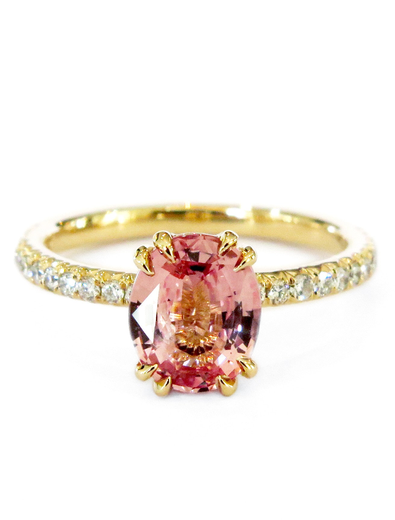 Two-tone Padparadscha Sapphire And Diamond Engagement Ring #104861 -  Seattle Bellevue | Joseph Jewelry