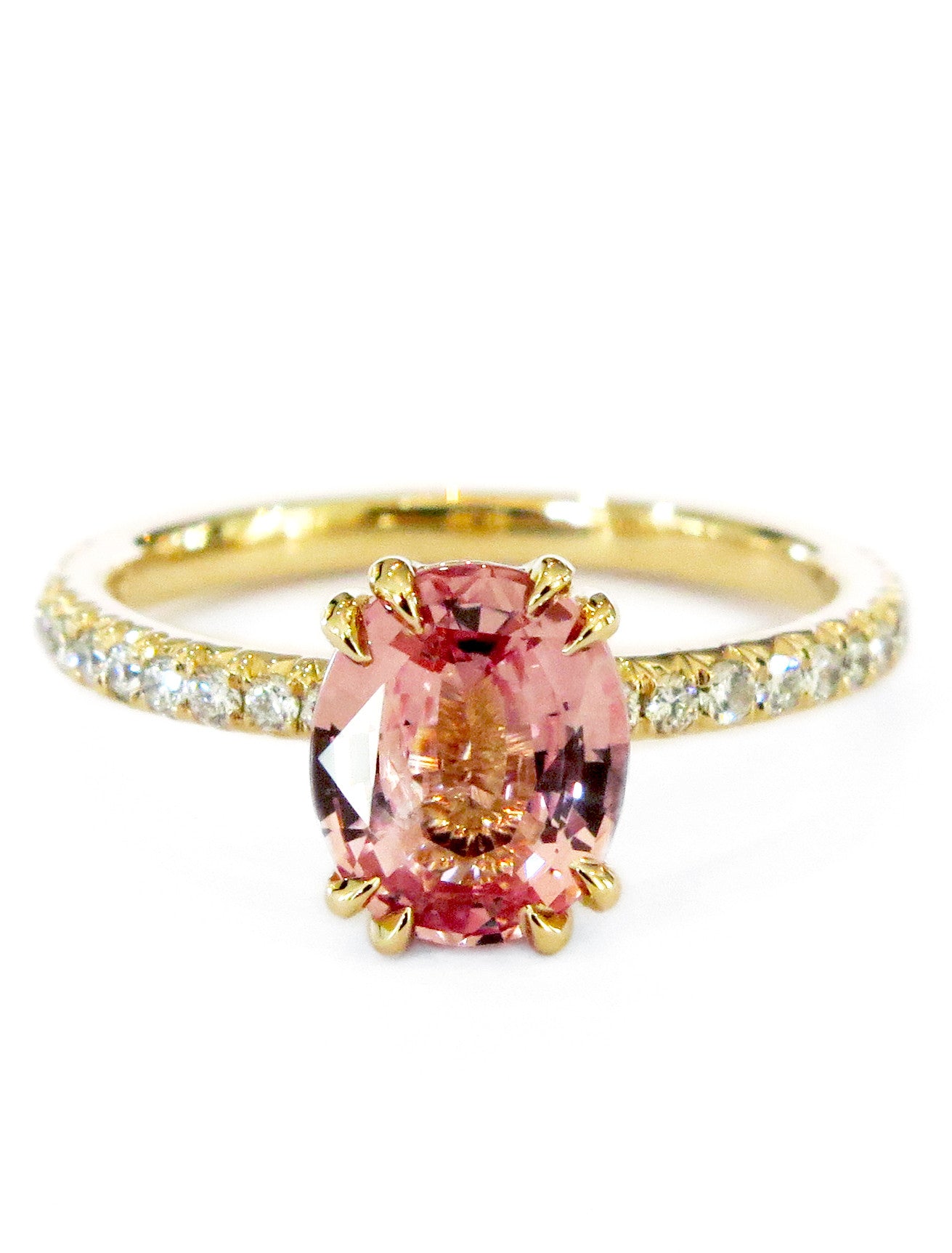 Padparadscha sapphire and diamond ring Clearance