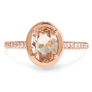 champagne sapphire engagement ring in rose gold and diamonds, by dana walden bridal