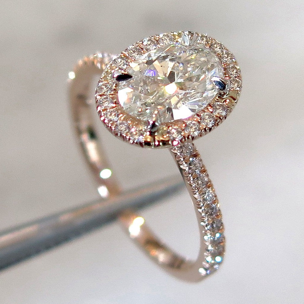 Shaleena 1ct Oval Diamond Halo Engagement Ring