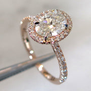 Diamond oval halo engagement ring- handmade unique engagement ring by DANA WALDEN.