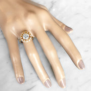 Unique diamond engagement ring in yellow gold with vintage accents on hand - Sienna