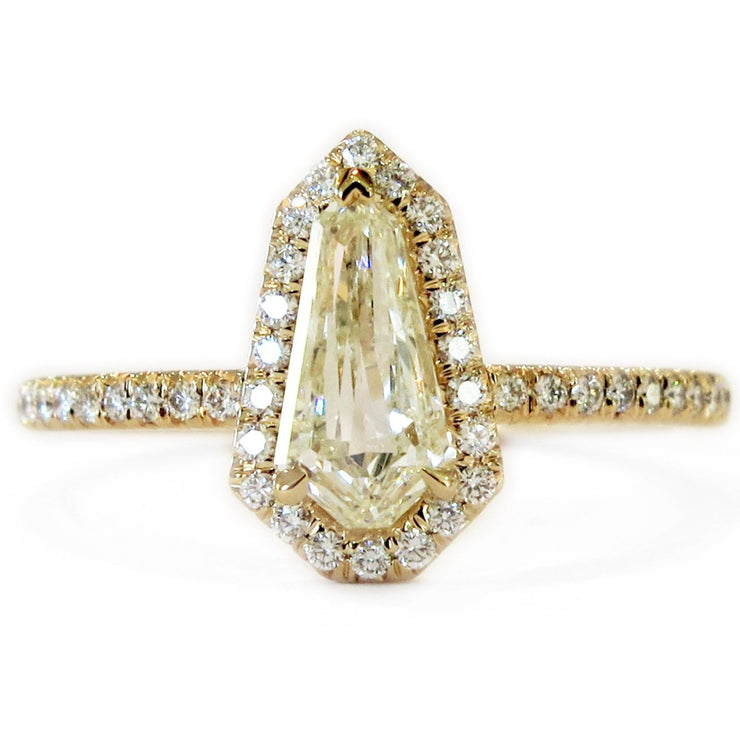 Silvana Custom Kite Shaped Diamond Halo in Yellow Gold 