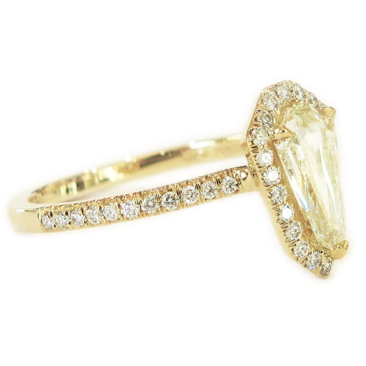 Silvana Custom Geometric Diamond Halo with Low Profile Setting in Yellow Gold