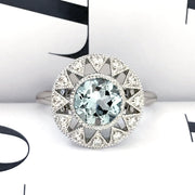 Art deco Unique art deco aquamarine engagement ring by DANA WALDEN BRIDAL in NYC.