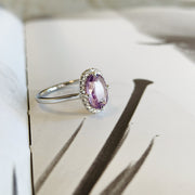 Purple Sapphire Halo Engagement Ring in White Gold - NYC - Side view