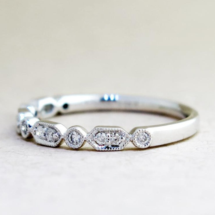 Stella Unique Vintage Art Deco Diamond Stacking Wedding Ring - Designed by Dana Chin Radika Chin- Dana Walden Bridal - NYC