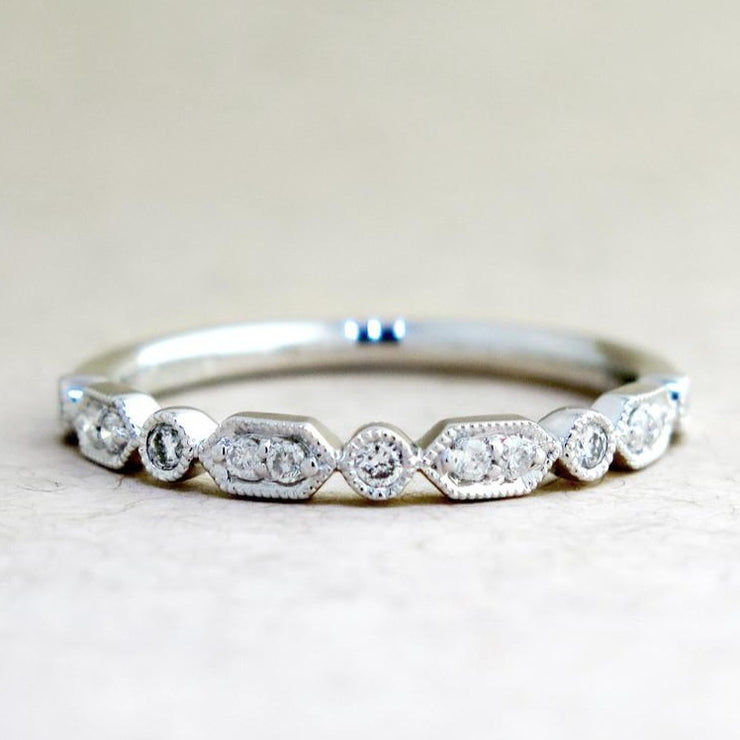 Stella Unique Vintage Art Deco Diamond Stacking Wedding Ring