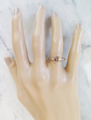 Tia Champagne Diamond Three Stone Engagement Ring On Hand