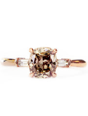 Tia Champagne Diamond Rose Gold Three Stone Engagement Ring
