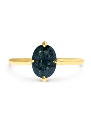 Tiva - Teal Sapphire Yellow Gold Engagment Ring