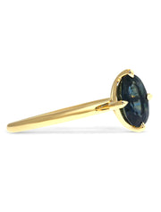 Diamond Alternative Teal Sapphire Yellow Gold Engagement Ring