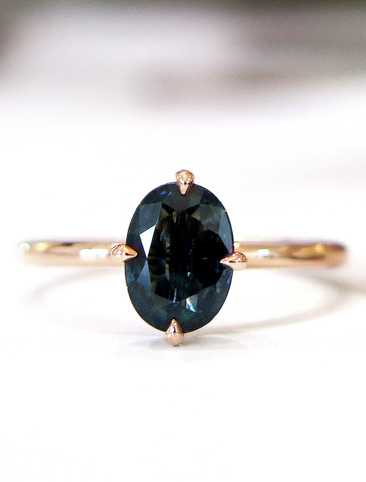 Tiva Rose Gold Teal Sapphire Engagment Ring - NYC