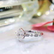 Vintage inspired oval diamond ring in platinum - side profile - Tulia