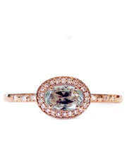 Valda East West Sapphire Halo Engagement Ring in Rose Gold