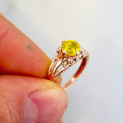 Shown On Hand - Yasmine - Unqiue Engagement Ring - Yellow Sapphire And Diamonds In Rose Gold - Dana Walden Bridal - NYC