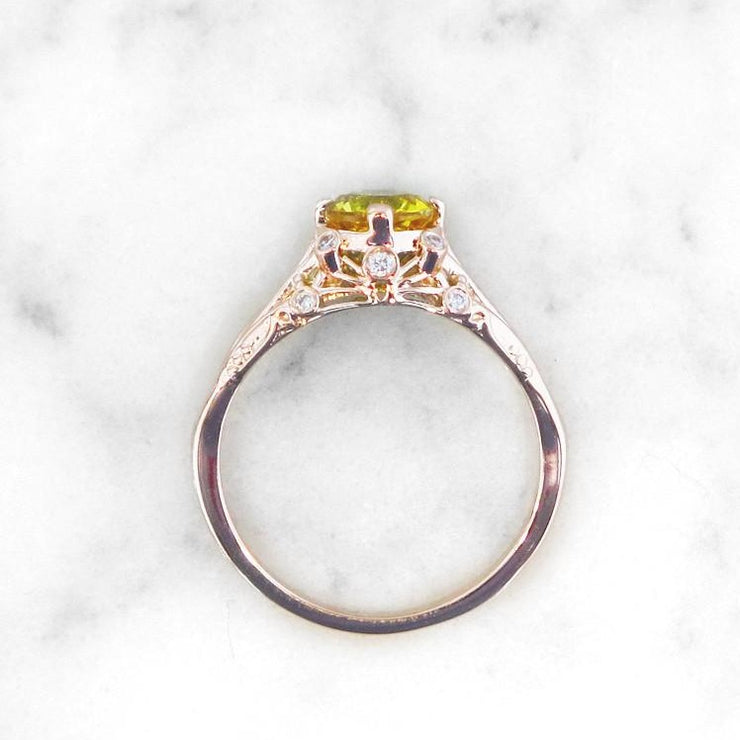 Side Profile - Yasmine - Unqiue Engagement Ring - Yellow Sapphire And Diamonds In Rose Gold - Dana Walden Bridal - NYC