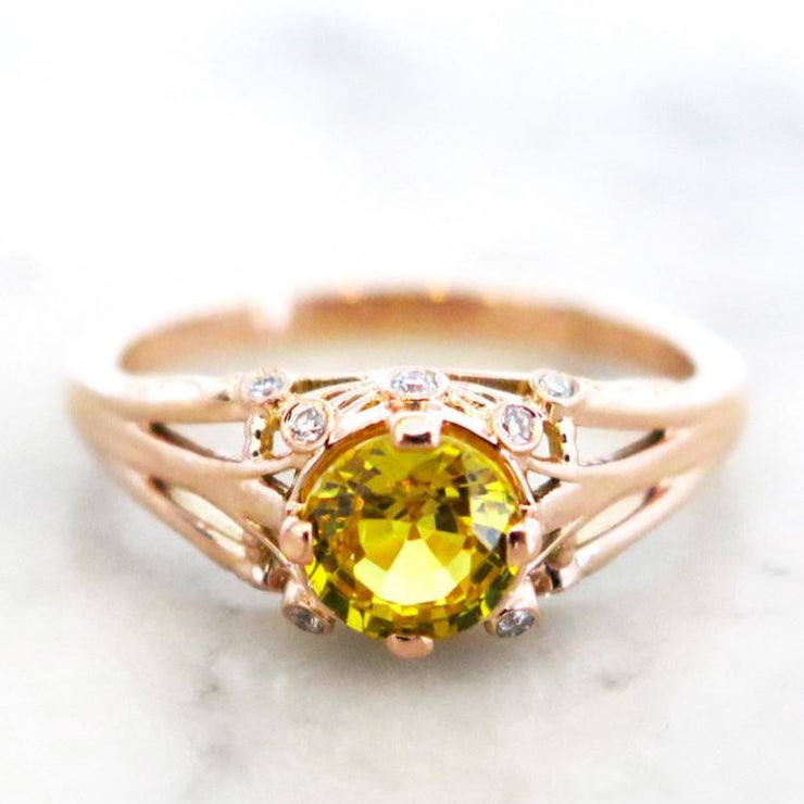 Yasmine - Unqiue Engagement Ring - Yellow Sapphire And Diamonds In Rose Gold - Dana Walden Bridal - NYC