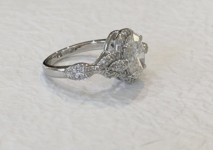 Video of a conflict-free oval diamond engagement ring known as Maiya. Made in NYC by Dana Walden.