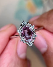 Video Terry Mauve 0.75ct Sapphire & Diamond Halo Engagement Ring