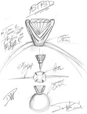 Astrid engagement ring design sketch. DANA WALDEN NYC.