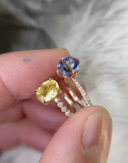 Ocean blue sapphire engagement ring by DANA WALDEN BRIDAL.