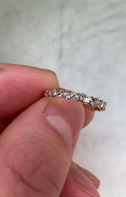 Video of unique diamond wedding band with marquise diamonds and round diamonds in half band diamond wreath style in 14k rose gold by Dana Walden NYC