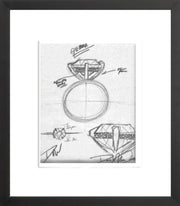 GEMMA Engagement Ring Sketch (Framed Print)