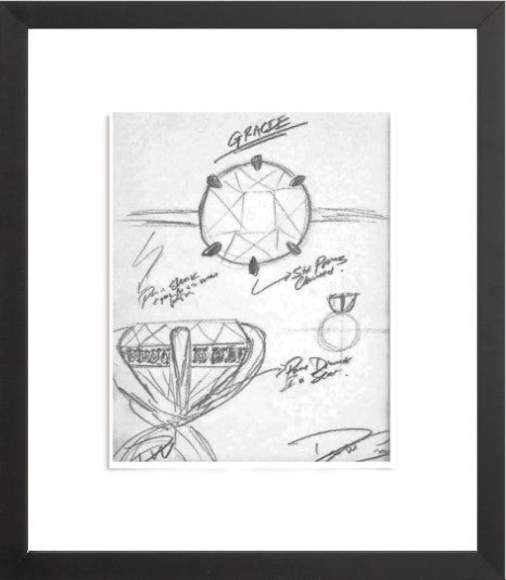 GRACIE Engagement Ring Sketch (Framed Print)